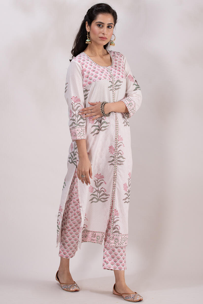Sanganeri Block Printed Straight Cotton Kurta