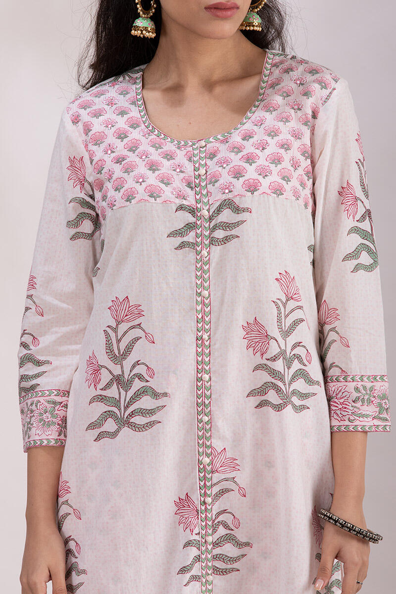 Sanganeri Block Printed Straight Cotton Kurta