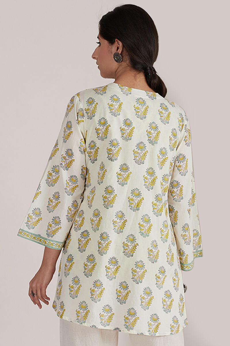 Off-White Block Printed Cotton Kimono