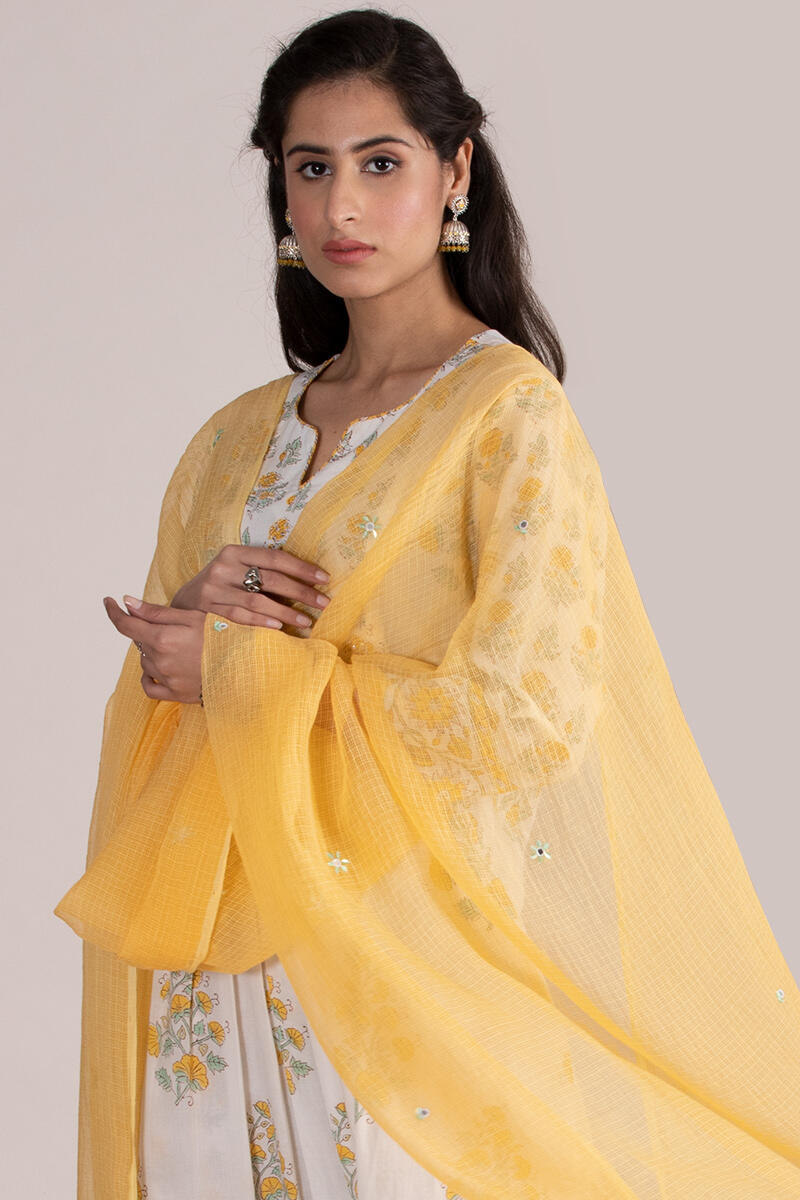 Yellow Handcrafted Kota Dupatta