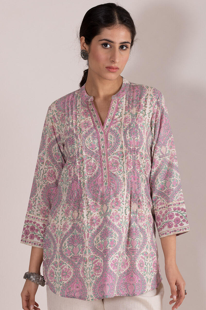 Pink Block Printed Cotton Top