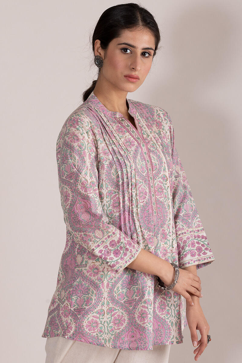 Pink Block Printed Cotton Top