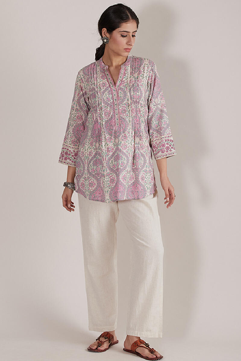 Pink Block Printed Cotton Top