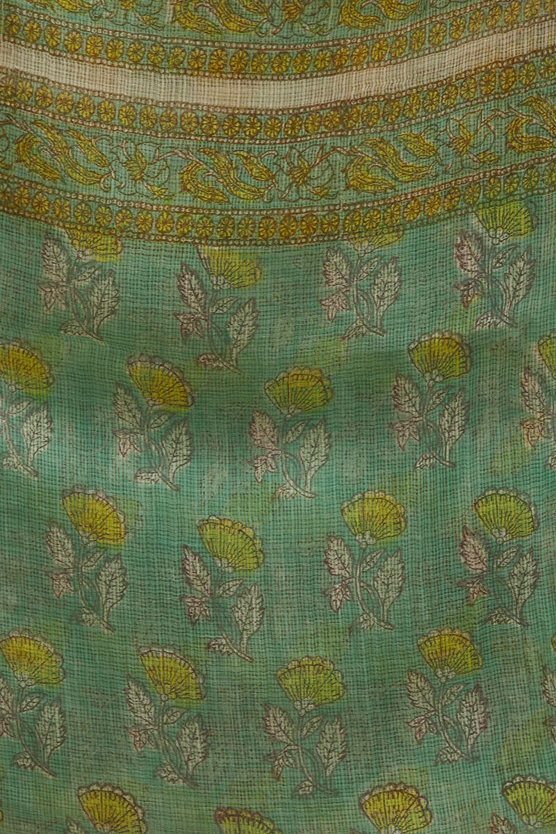 Green Block Printed Kota Dupatta