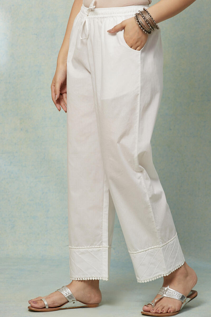 White Handcrafted Cotton Straight Farsi