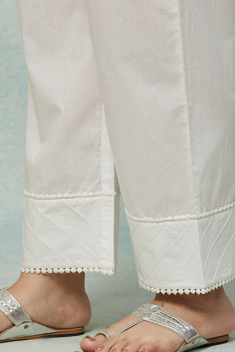 White Handcrafted Cotton Straight Farsi