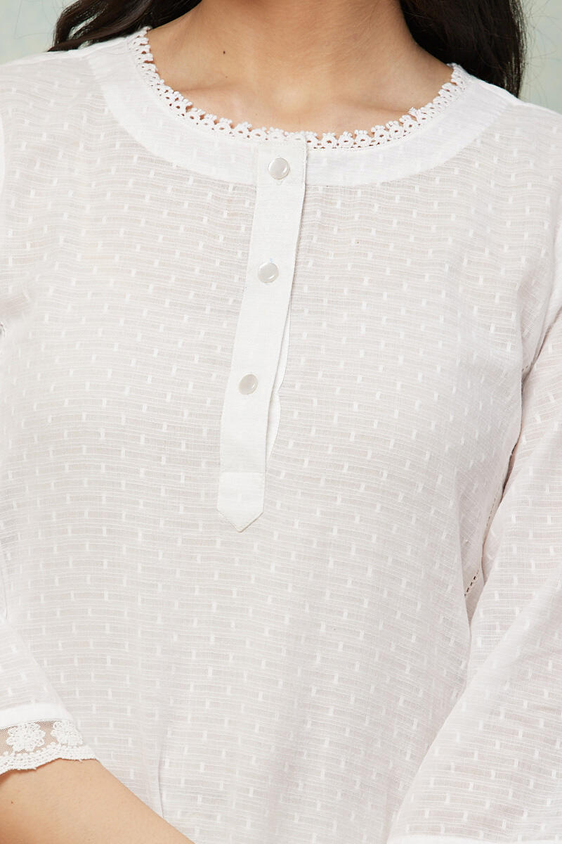 White Handcrafted Cotton Top