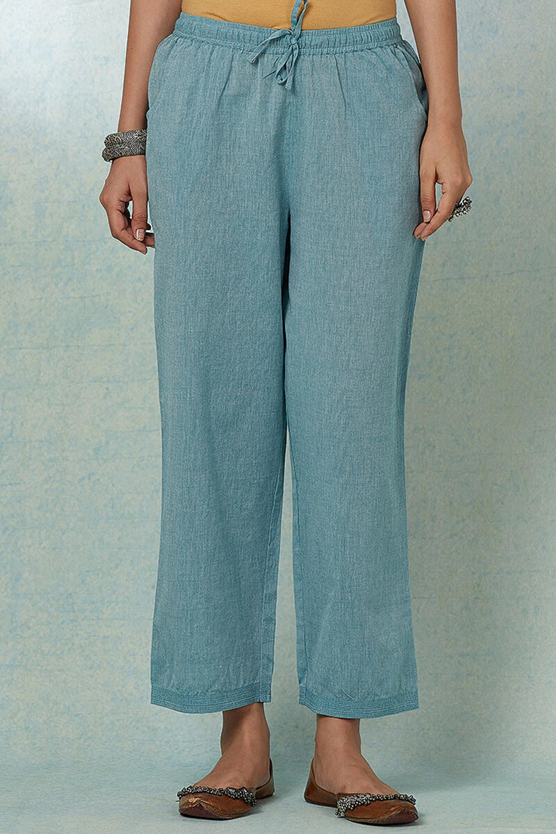 Blue Handcrafted Cotton Straight Farsi