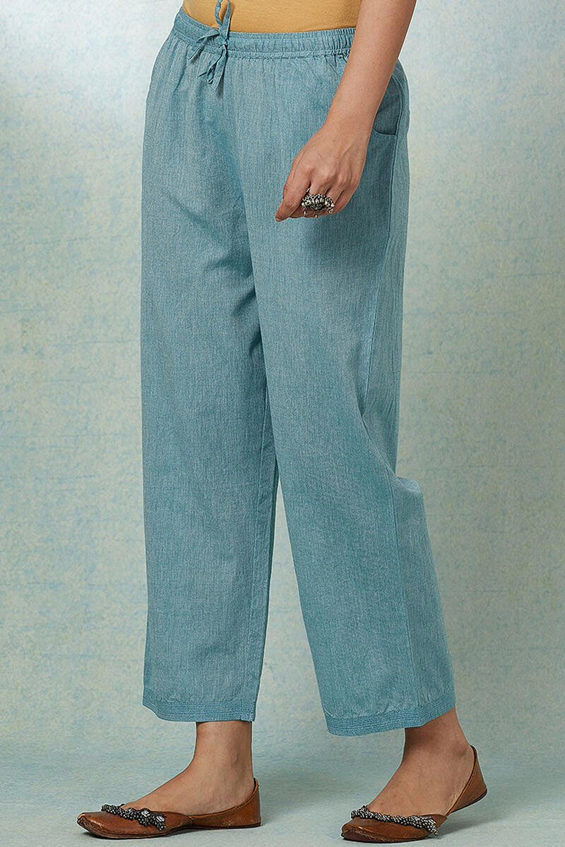 Blue Handcrafted Cotton Straight Farsi