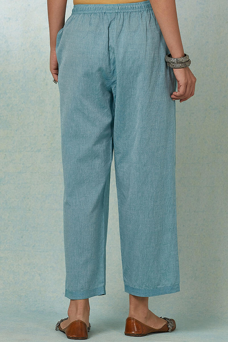 Blue Handcrafted Cotton Straight Farsi