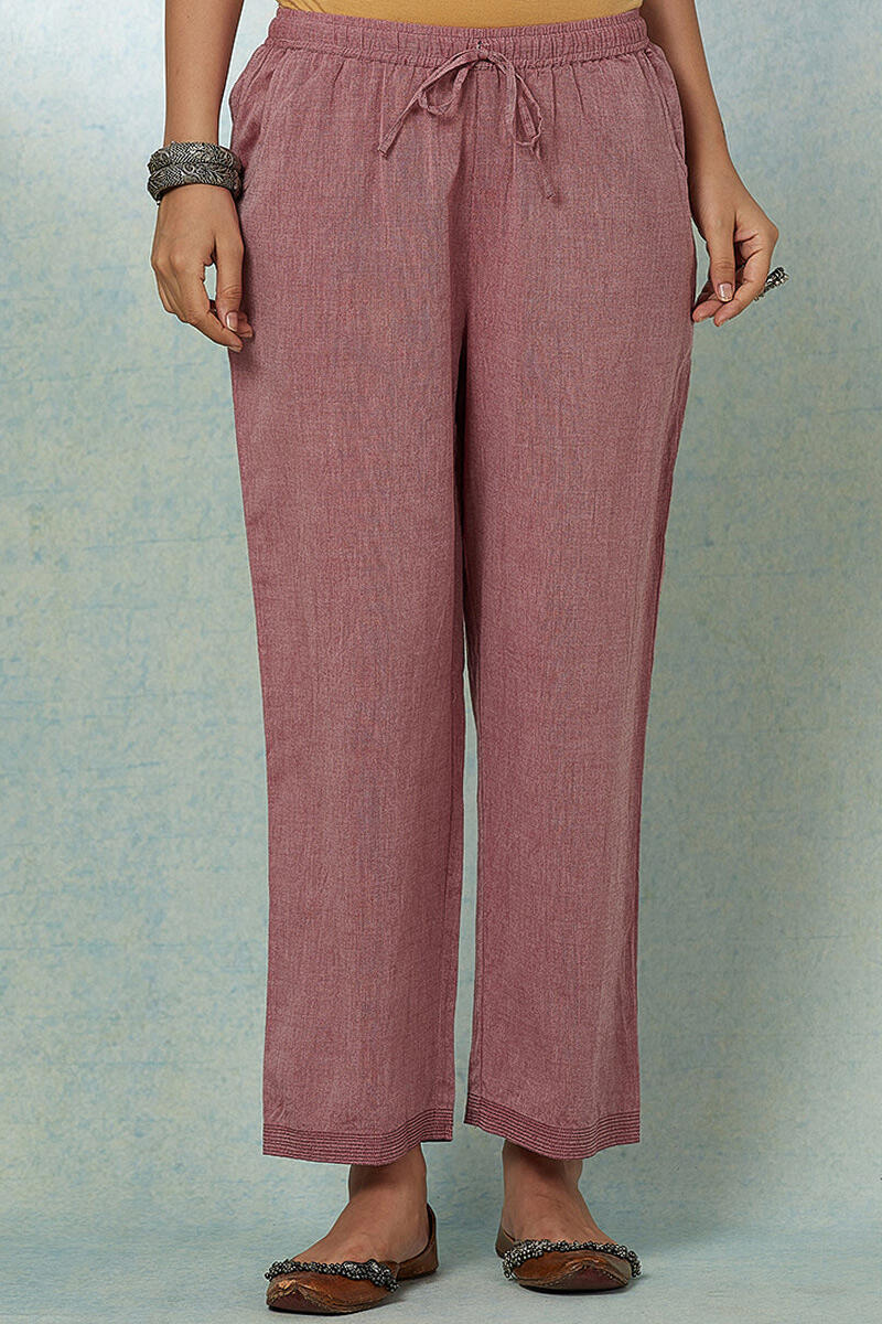 Pink Handcrafted Cotton Straight Farsi