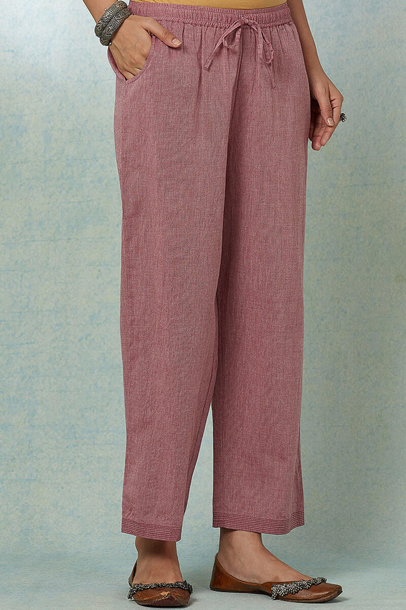 Pink Handcrafted Cotton Straight Farsi