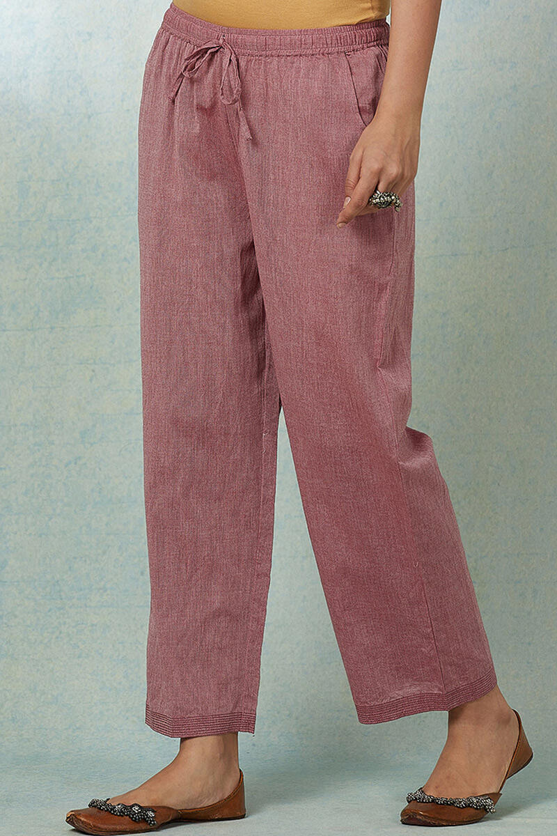 Pink Handcrafted Cotton Straight Farsi