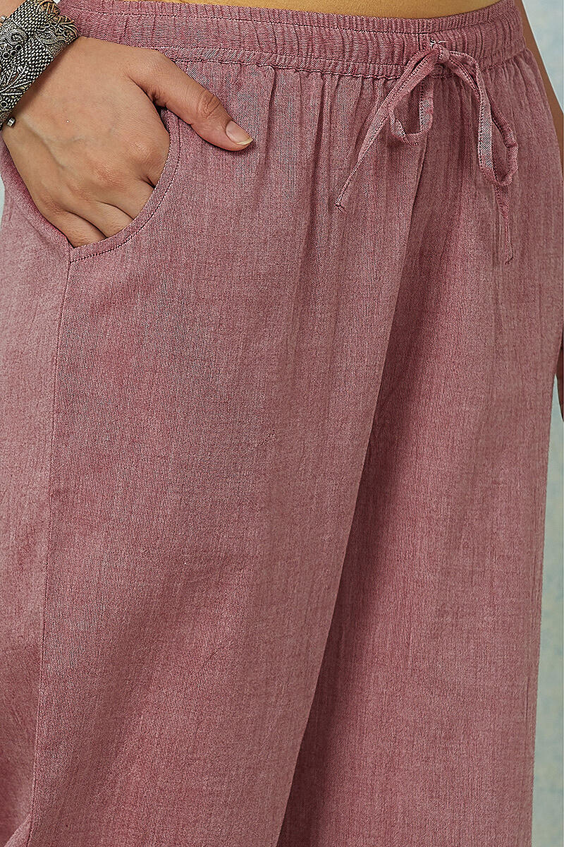 Pink Handcrafted Cotton Straight Farsi