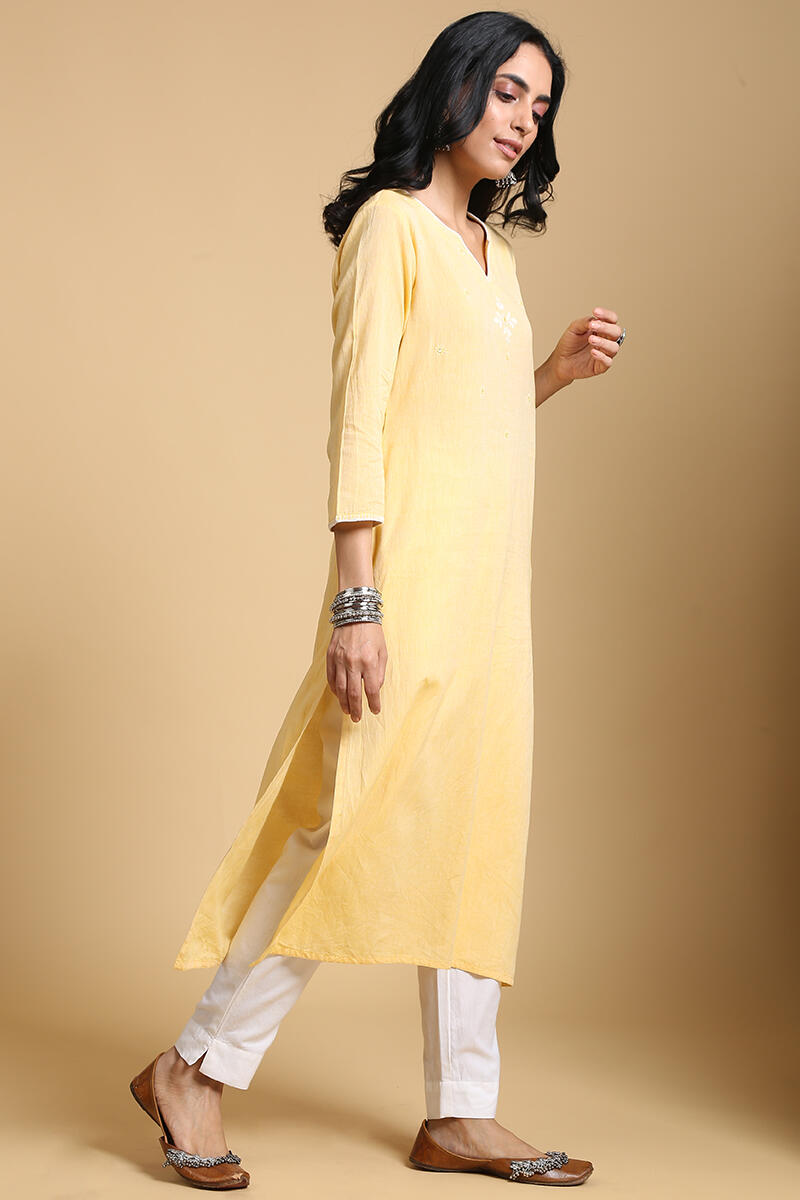 White Handcrafted Cotton Cigarette Pants