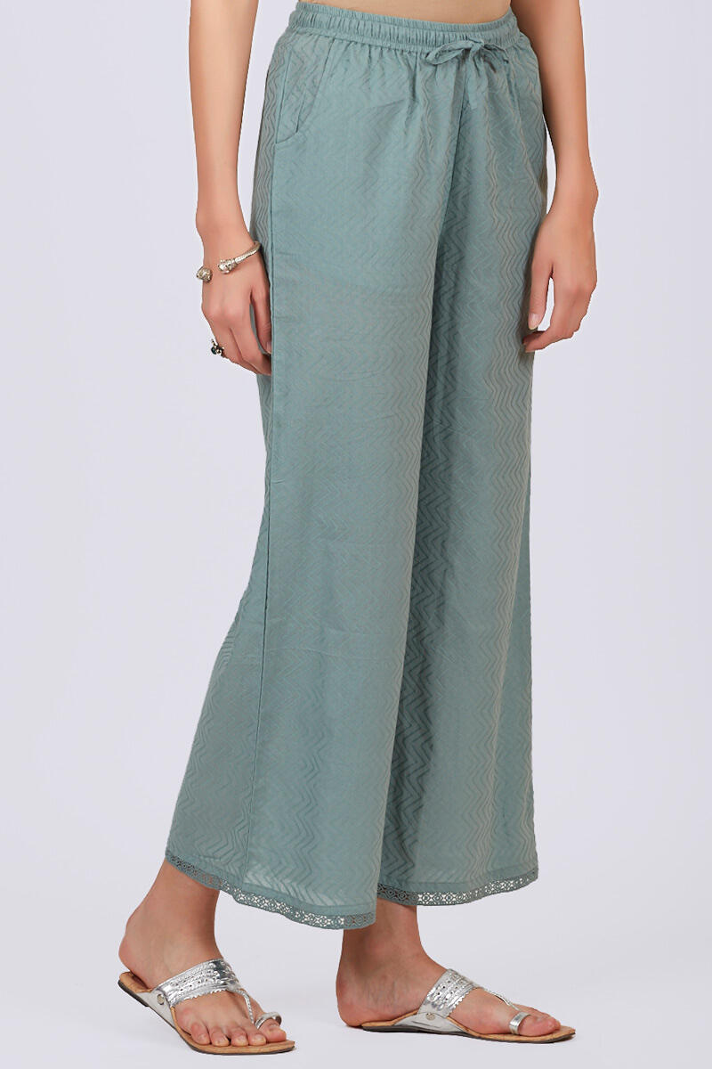 Green Handcrafted Cotton Farsi Pants