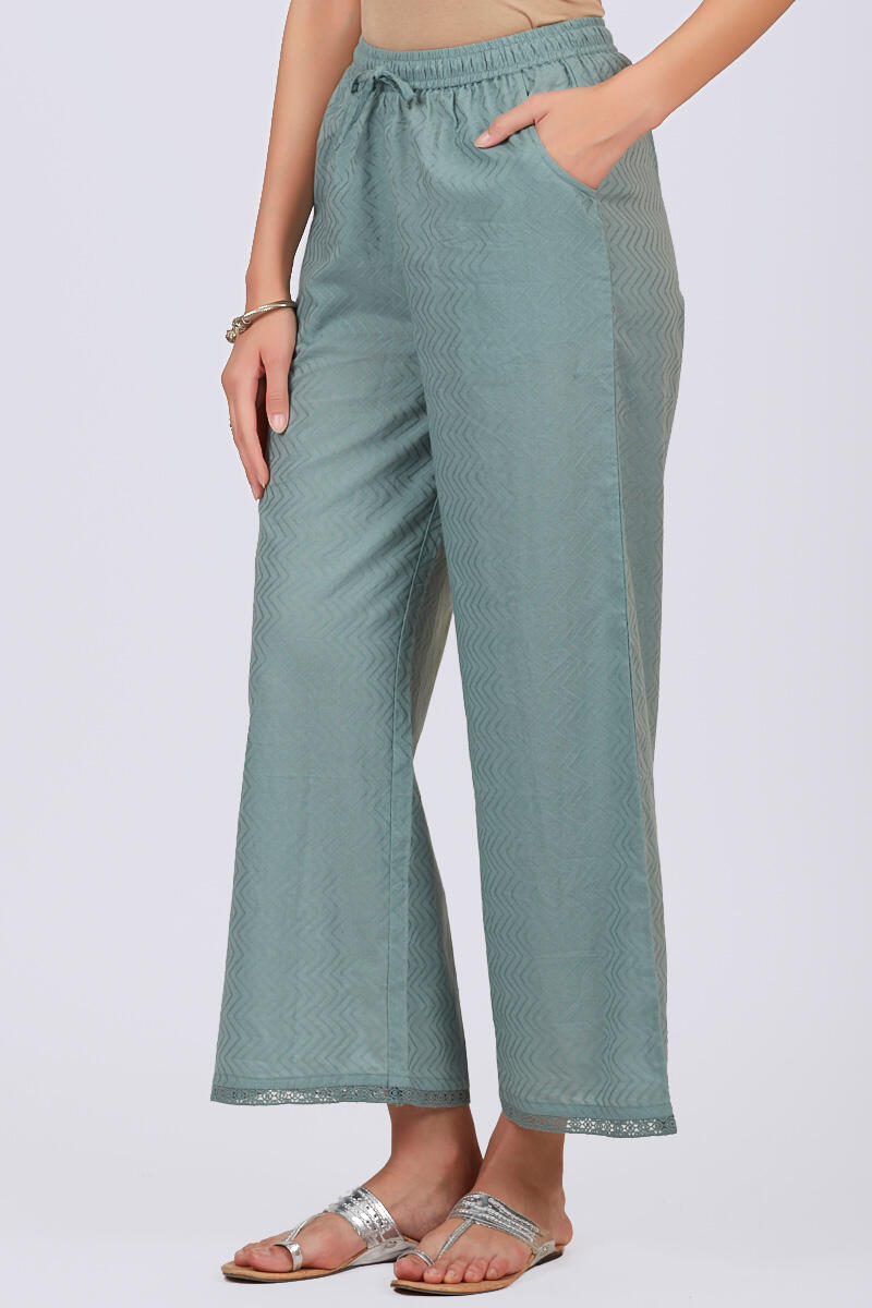 Green Handcrafted Cotton Farsi Pants