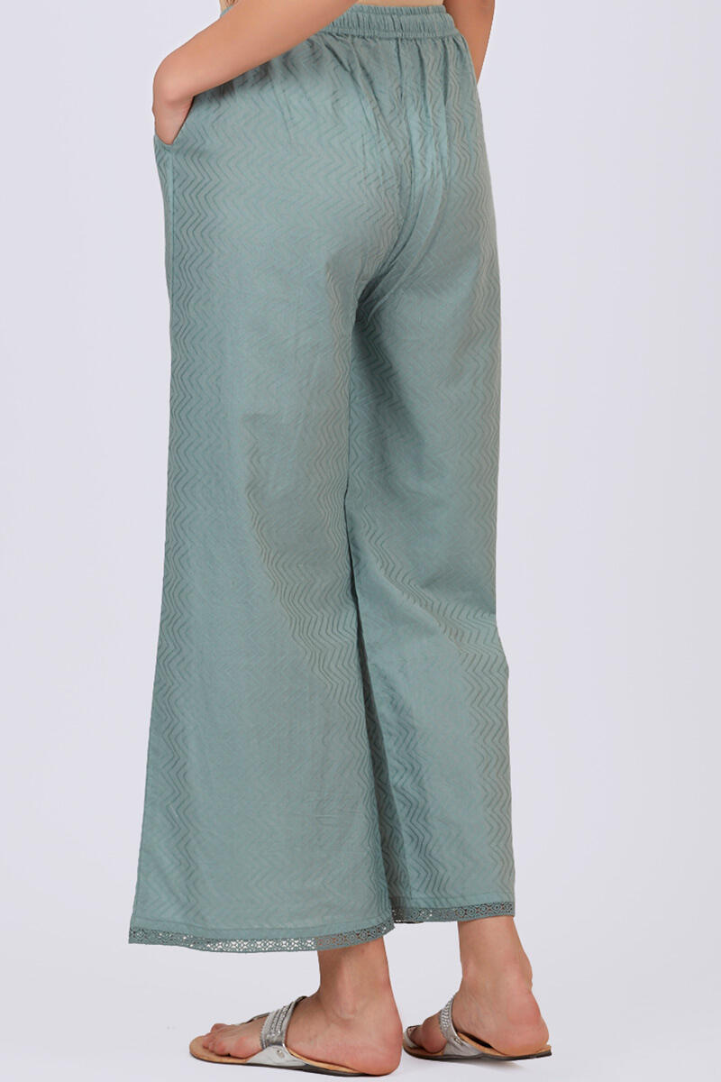Green Handcrafted Cotton Farsi Pants