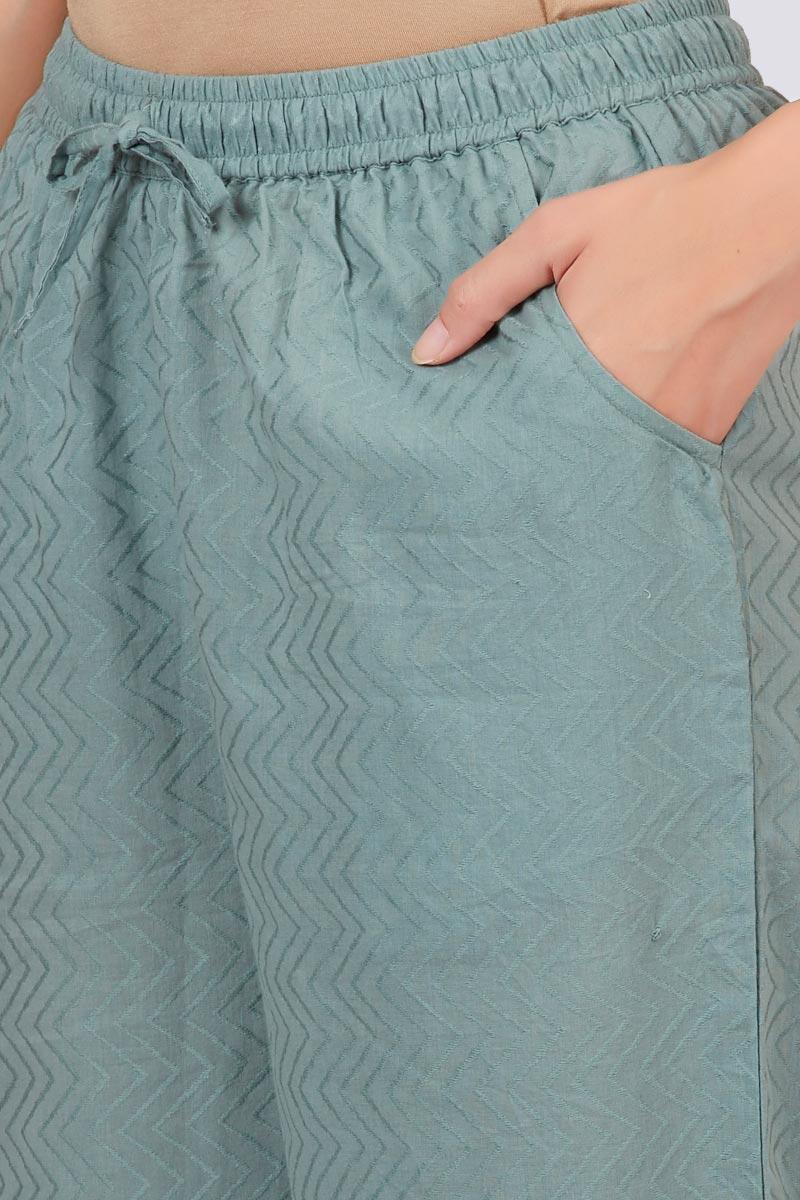 Green Handcrafted Cotton Farsi Pants