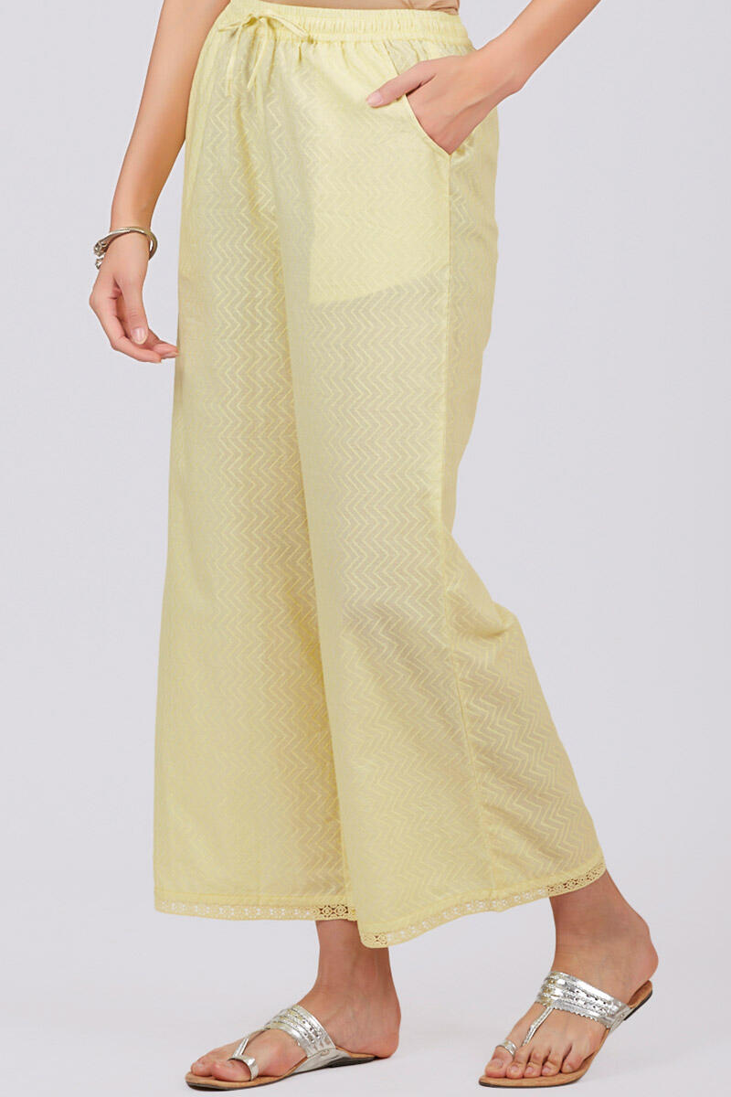 Yellow Handcrafted Cotton Farsi Pants
