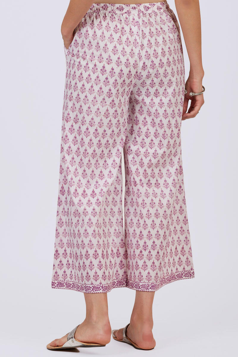 Purple Block Printed Cotton Palazzo
