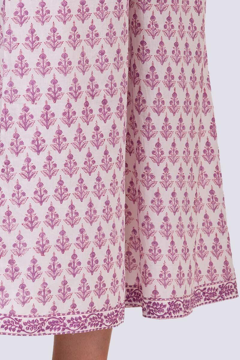 Purple Block Printed Cotton Palazzo