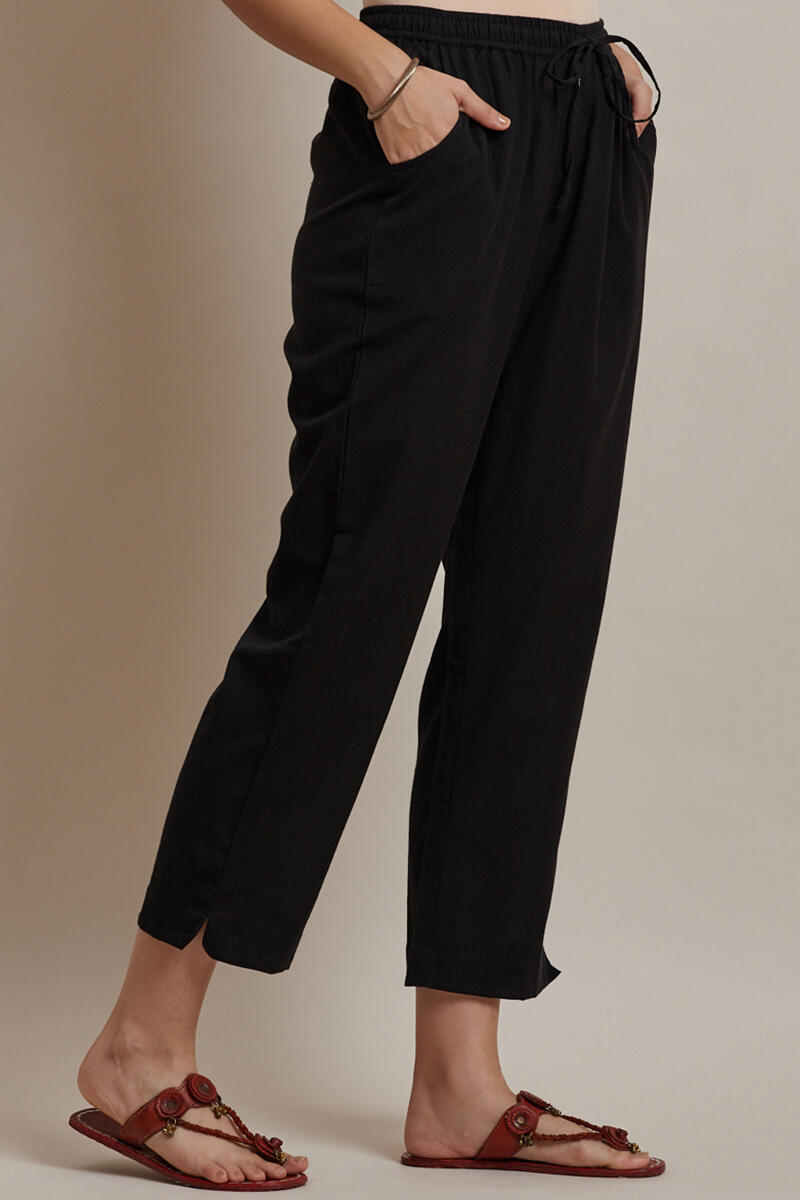 Black Handcrafted Cotton Pants