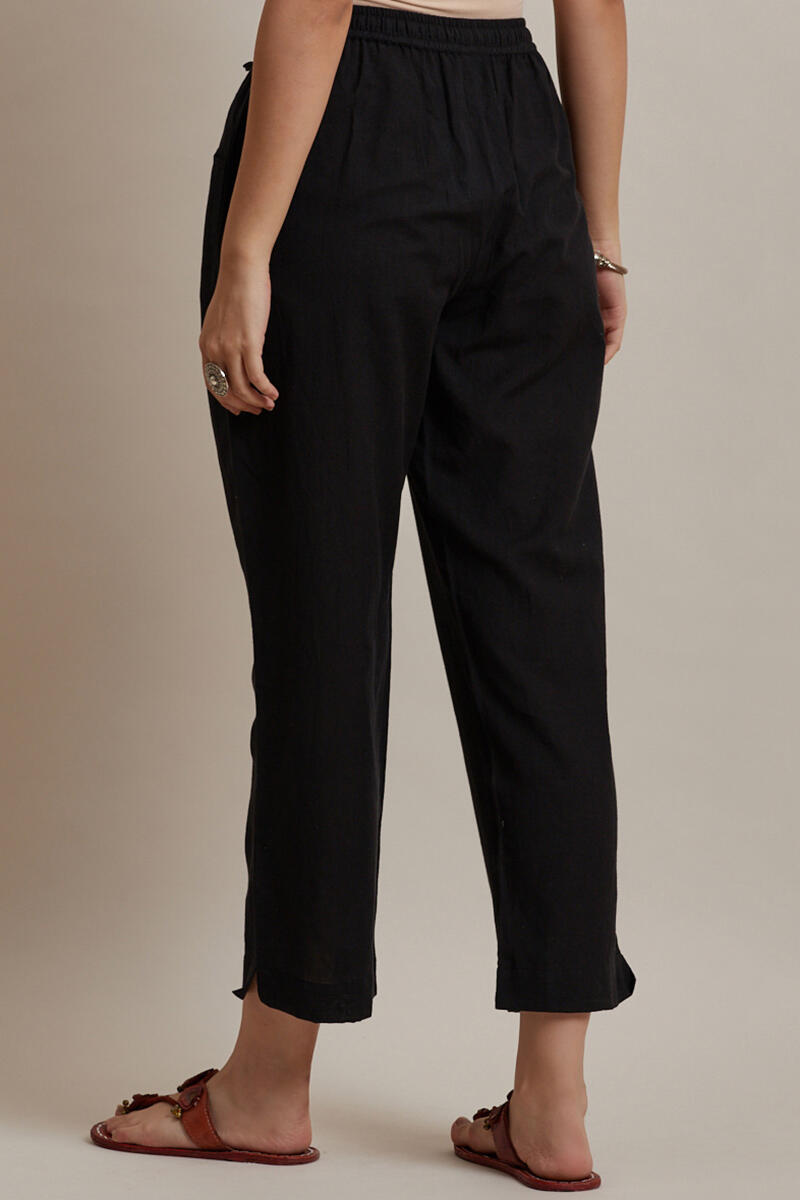 Black Handcrafted Cotton Pants