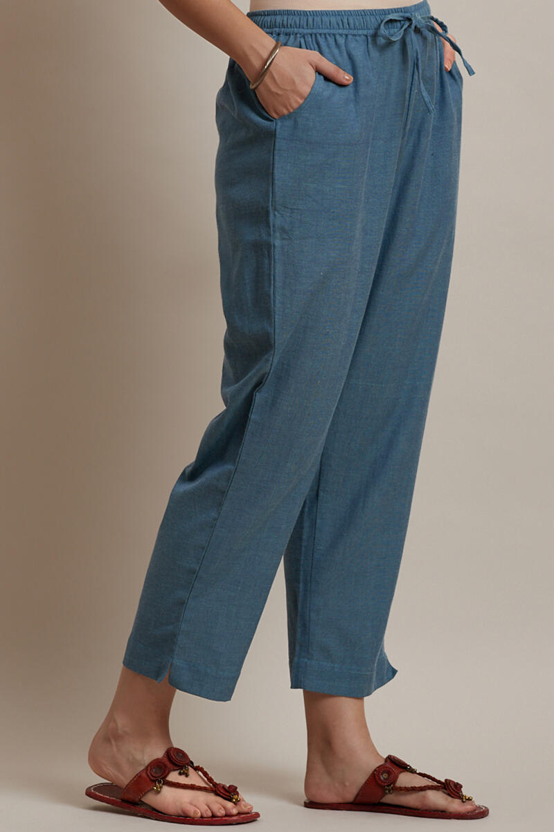 Blue Handcrafted Cotton Pants