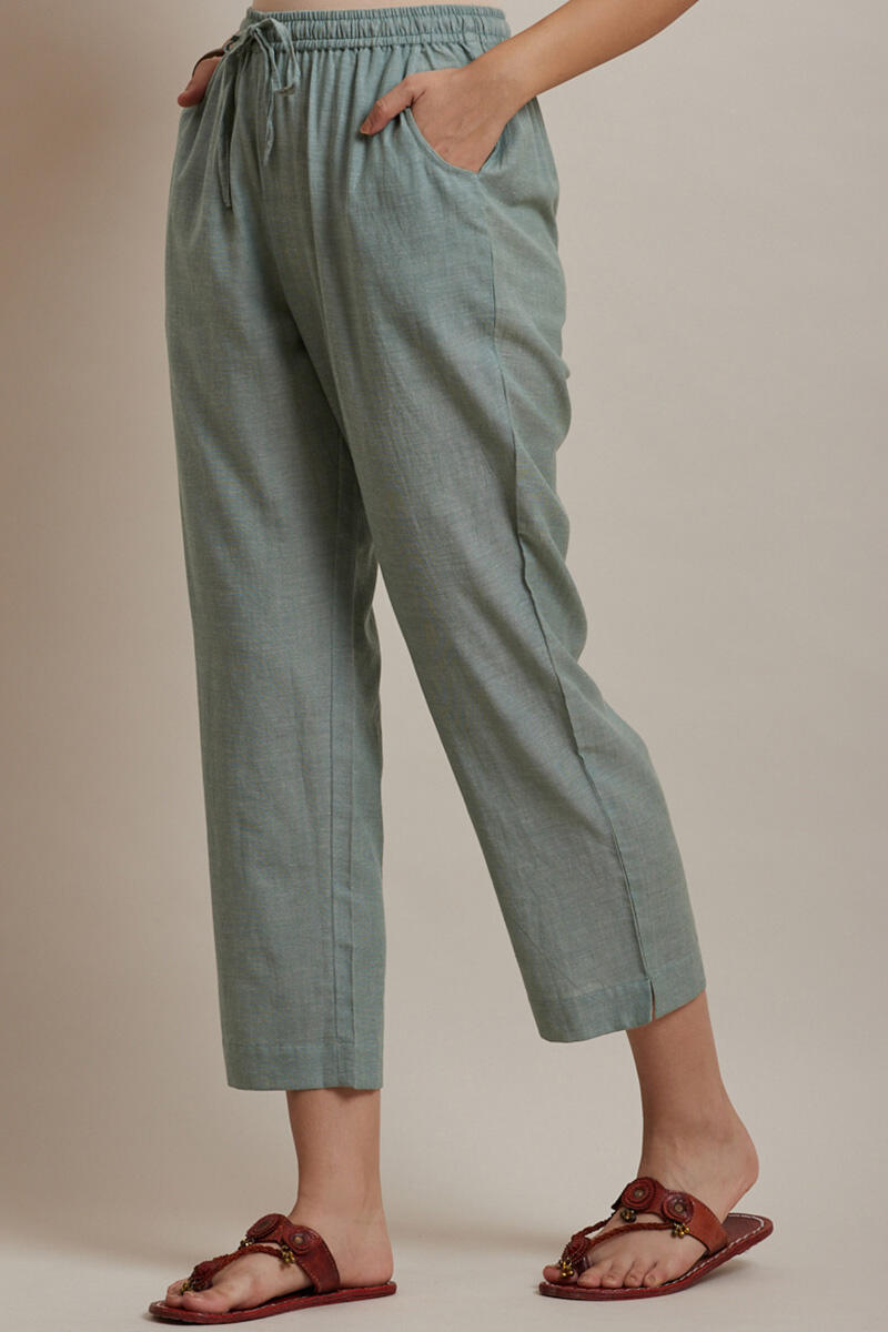 Green Handcrafted Cotton Pants