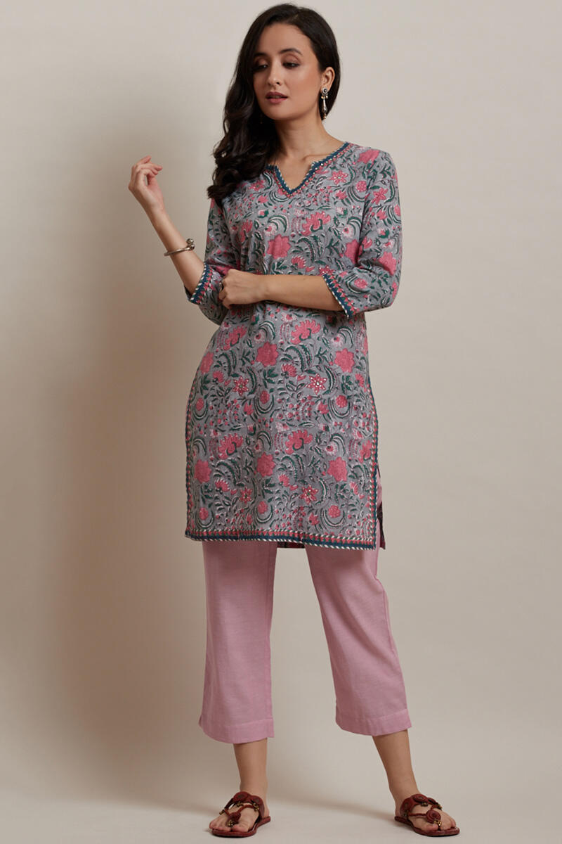 Pink Handcrafted Cotton Pants