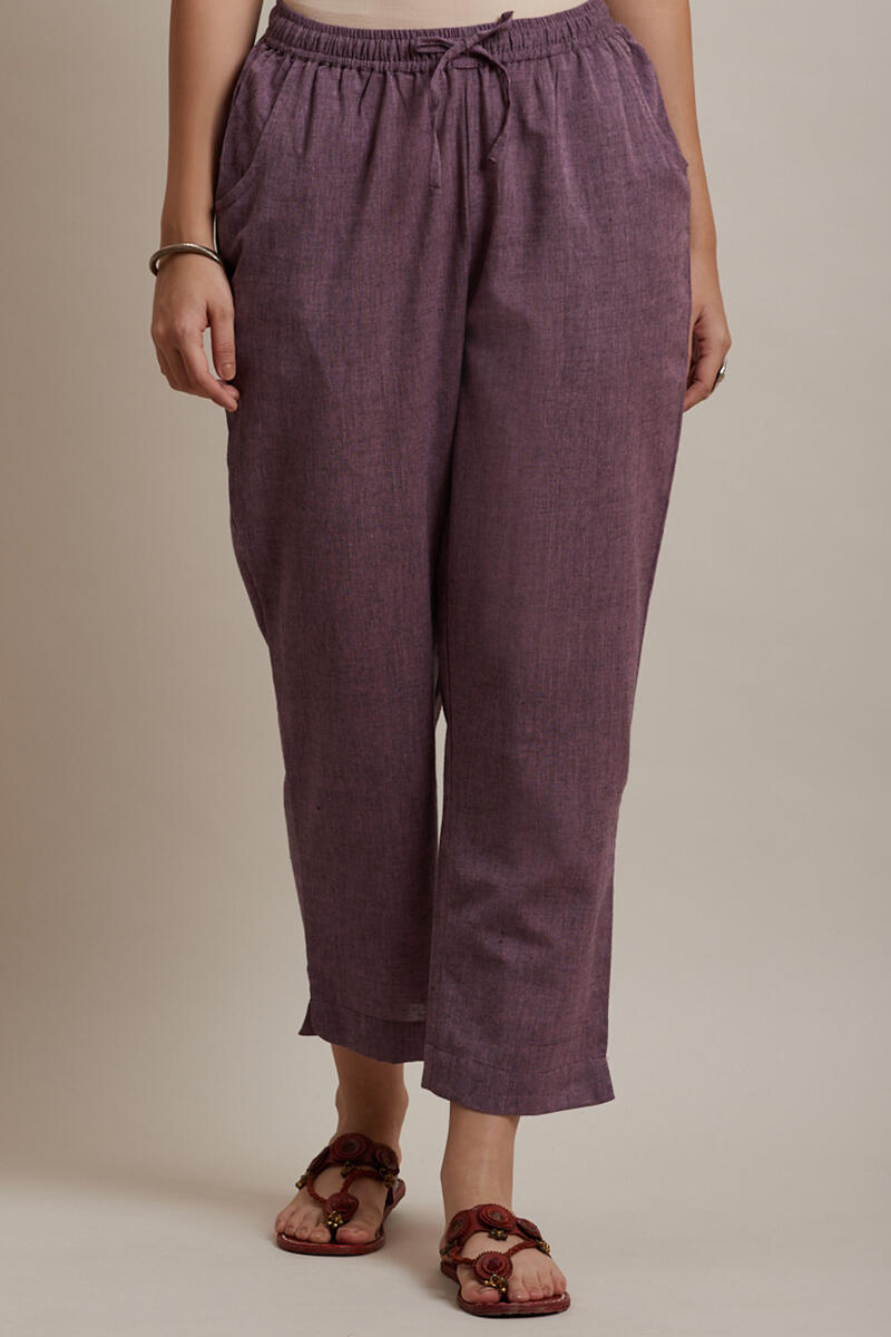 Purple Handcrafted Cotton Pants