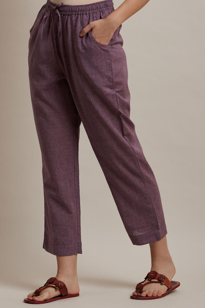 Purple Handcrafted Cotton Pants