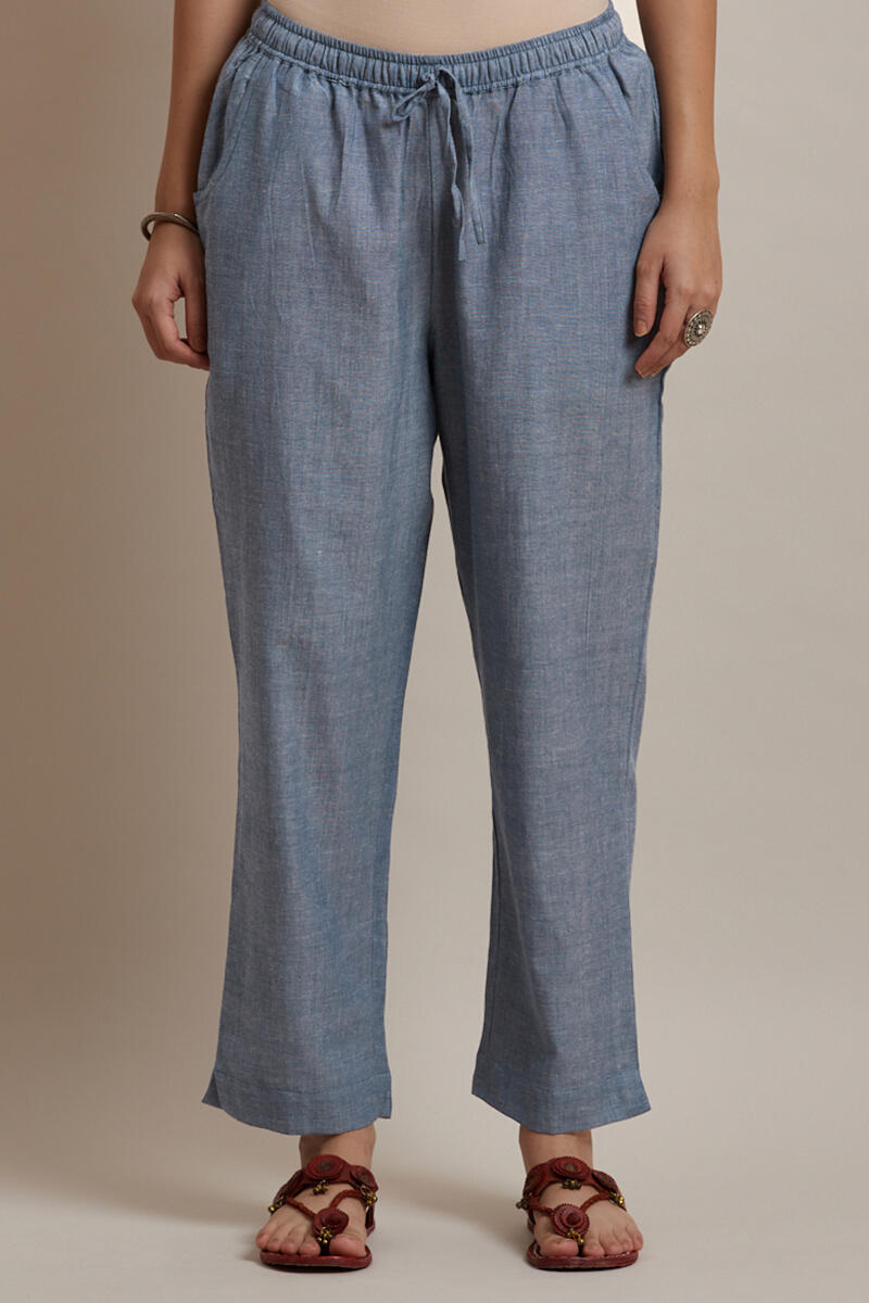 Grey Handcrafted Cotton Pants