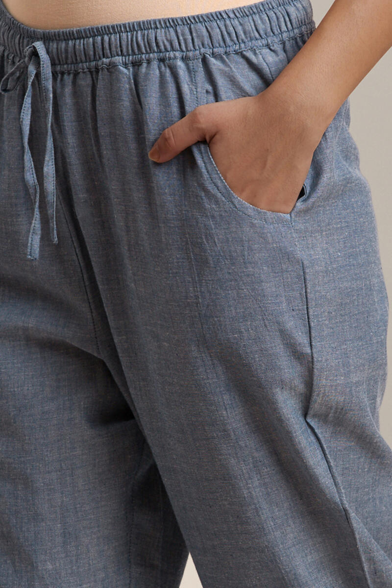 Grey Handcrafted Cotton Pants