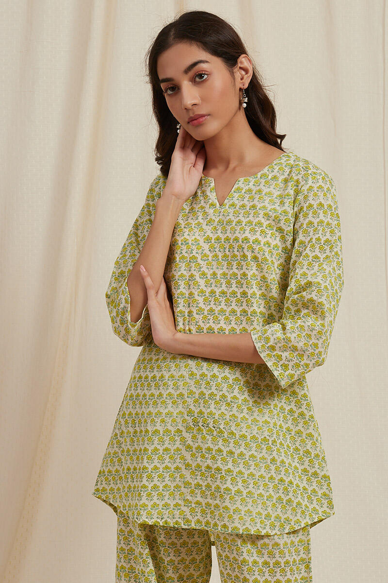 Off-White Block Printed Cotton Pyjama Set