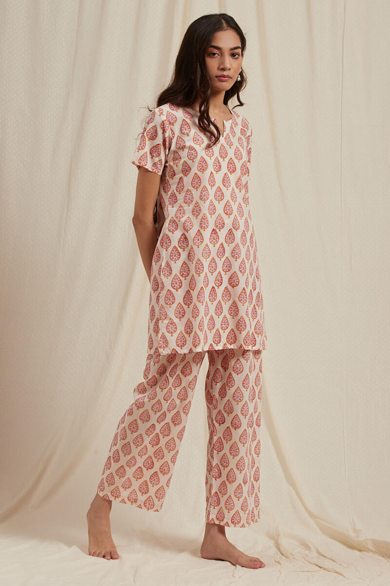 Off-White Cotton Pyjama Set