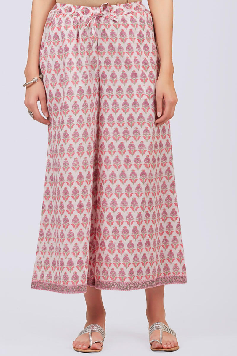 Pink Block Printed Cotton Palazzo