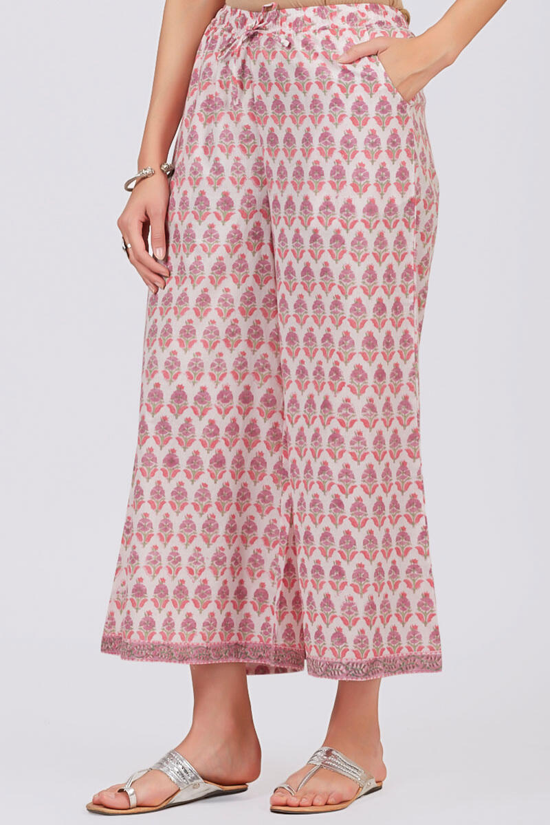Pink Block Printed Cotton Palazzo