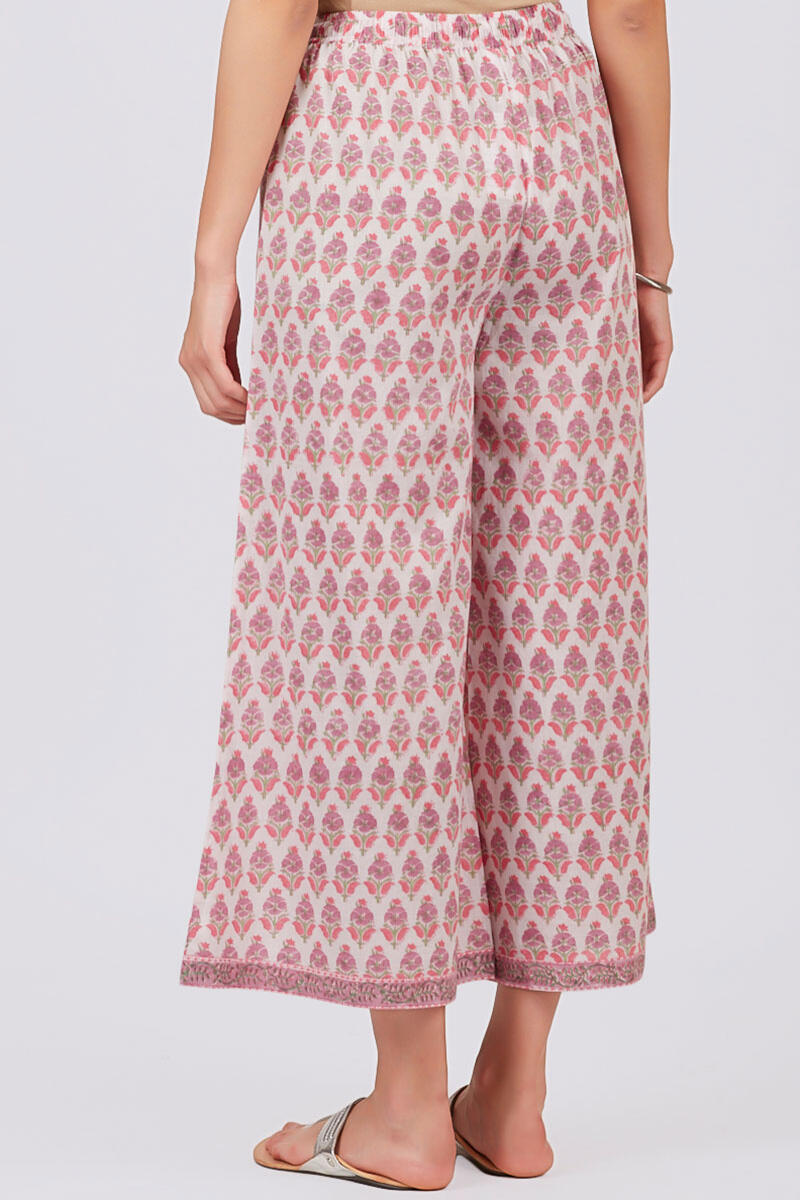 Pink Block Printed Cotton Palazzo