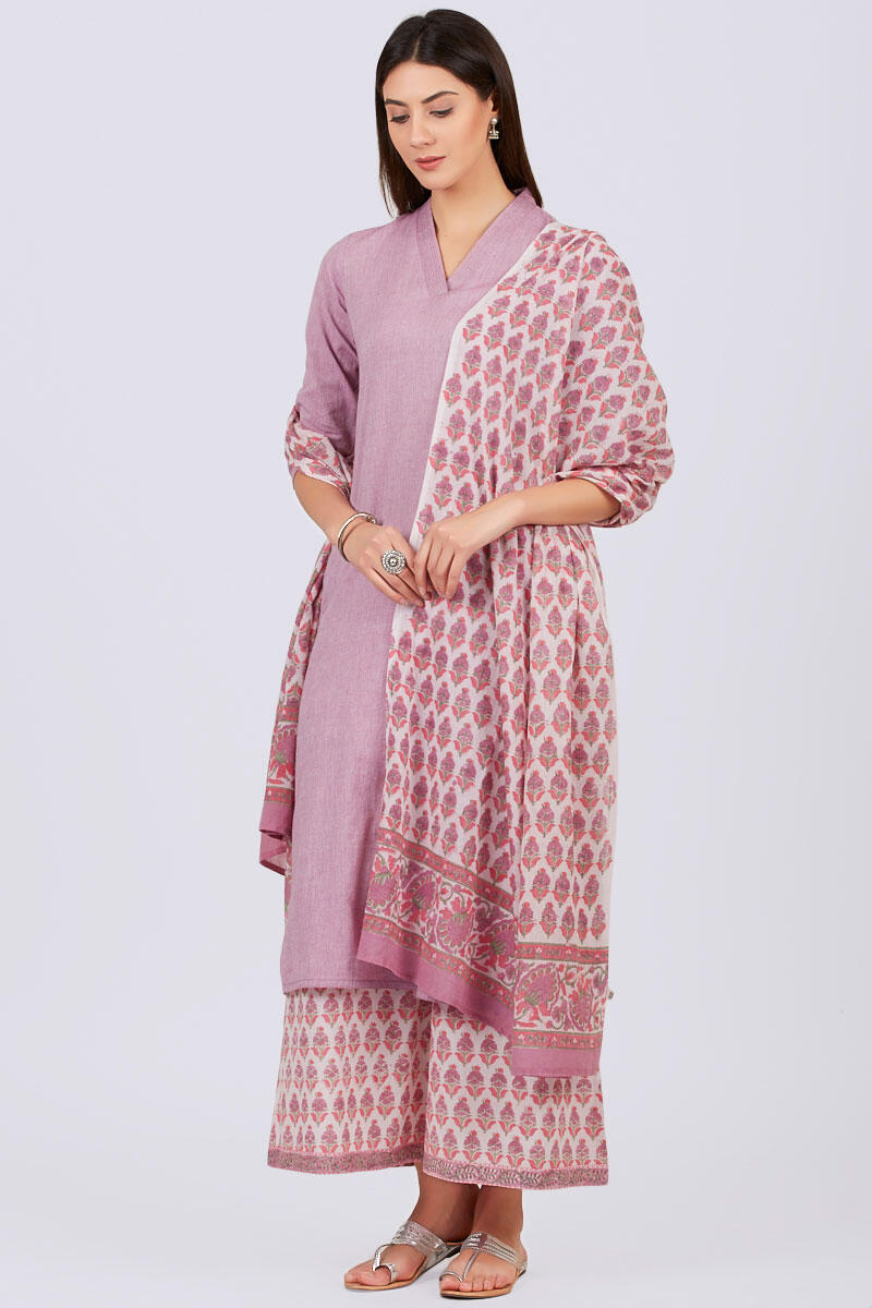 Pink Block Printed Cotton Palazzo