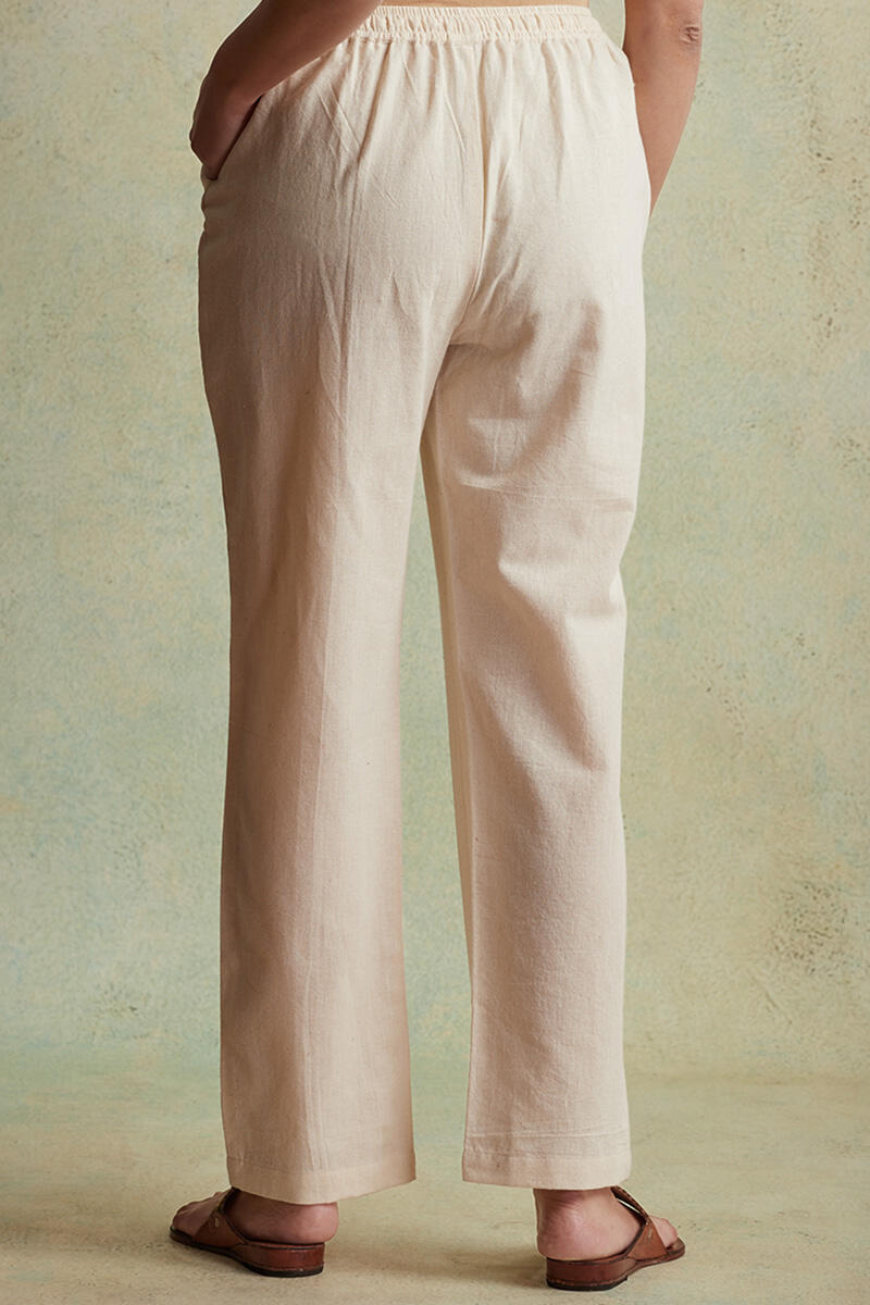 Beige Handloom Cotton Pants