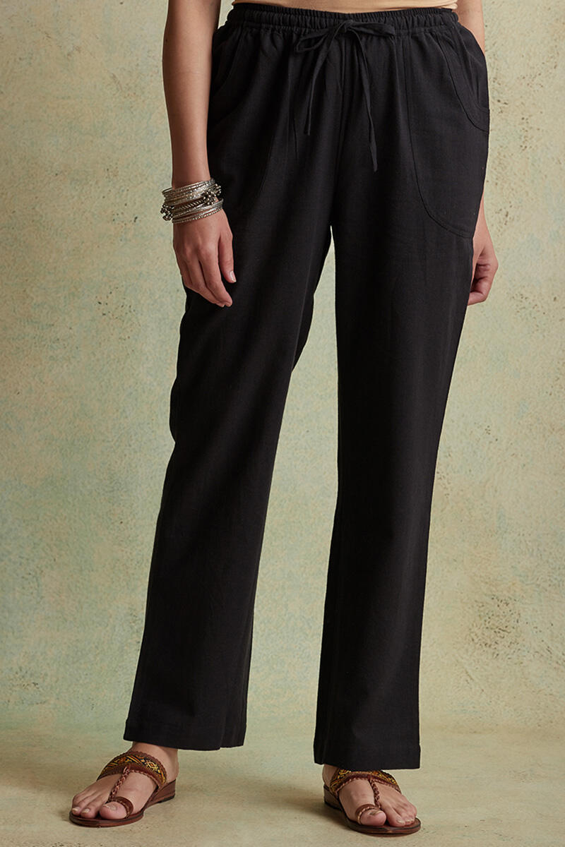 Black Handloom Cotton Pants