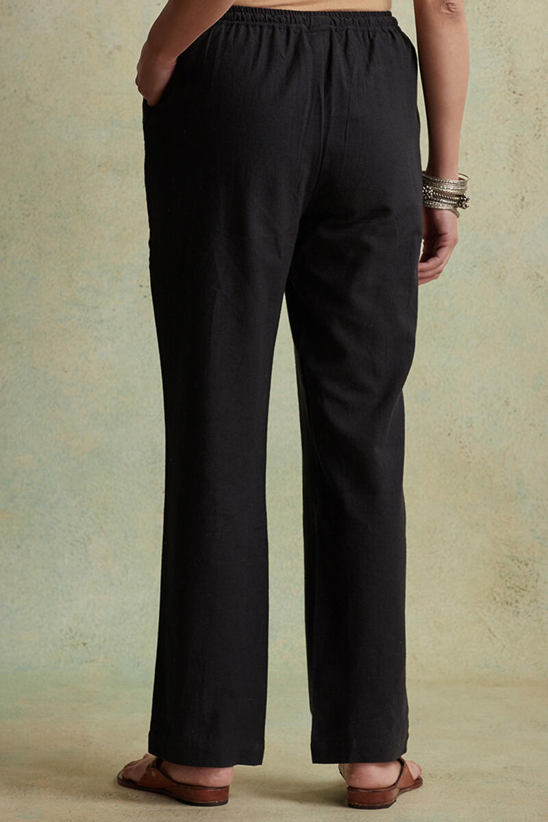 Black Handloom Cotton Pants