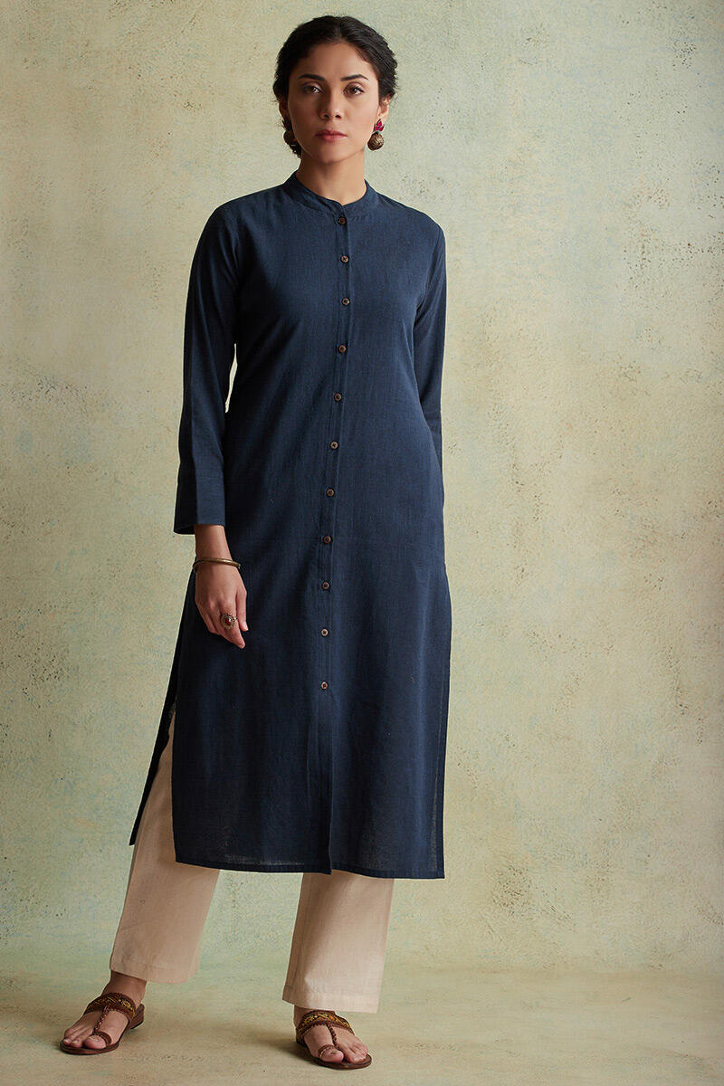 Buy Roza Nihad Indigo Handloom Kurta Indigo Kurtas for Women Farida Gupta