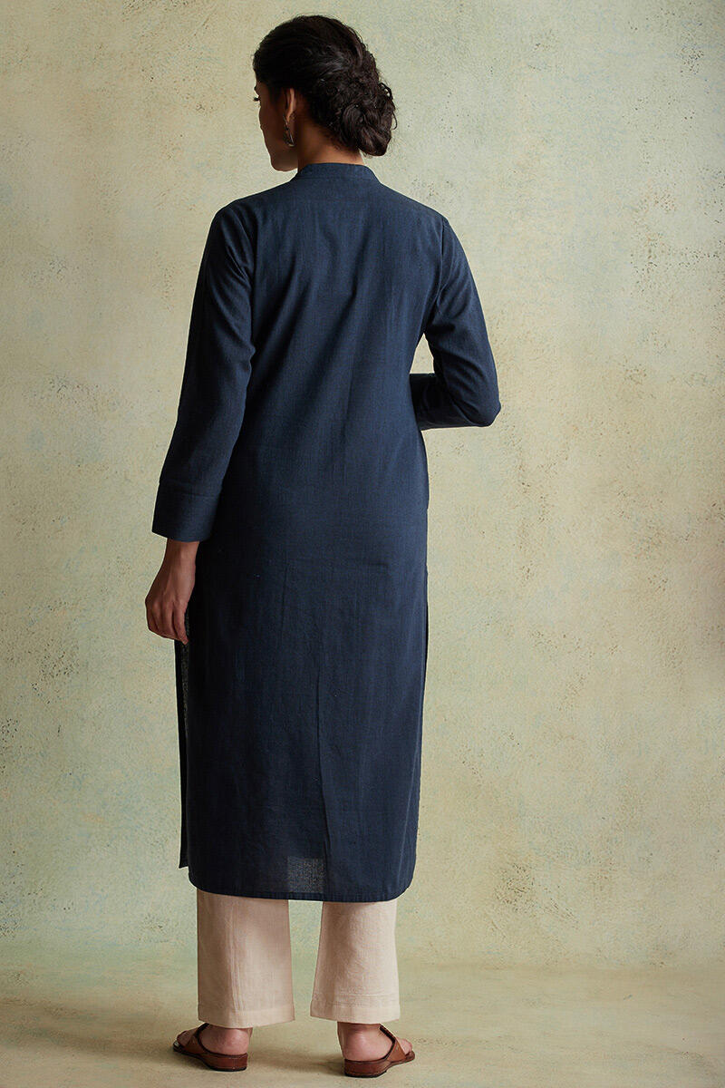 Indigo Handloom Straight Cotton Kurta
