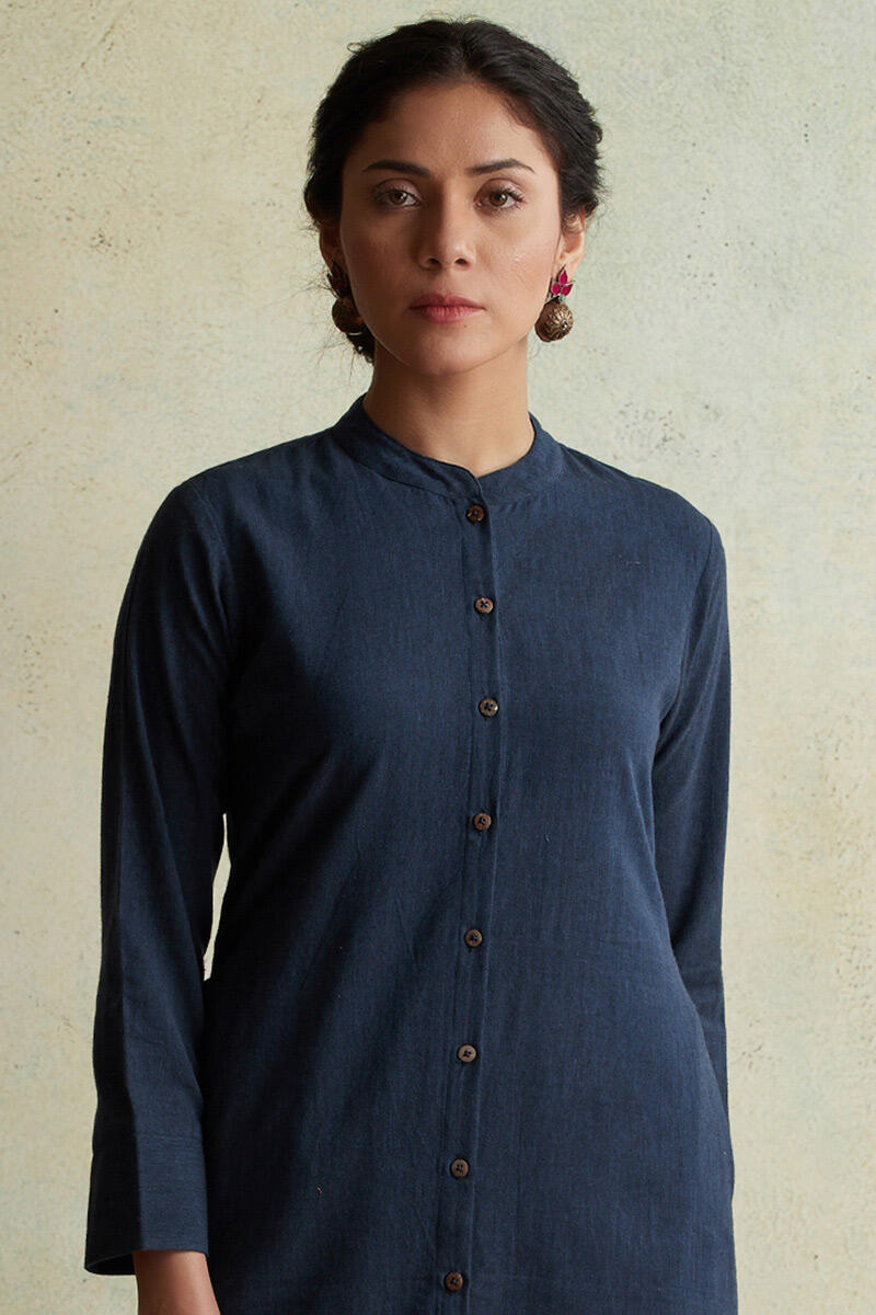 Indigo Handloom Straight Cotton Kurta