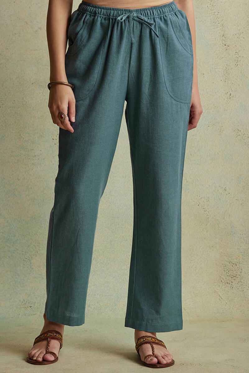 Roza Nihad Slate Blue Handloom Pants