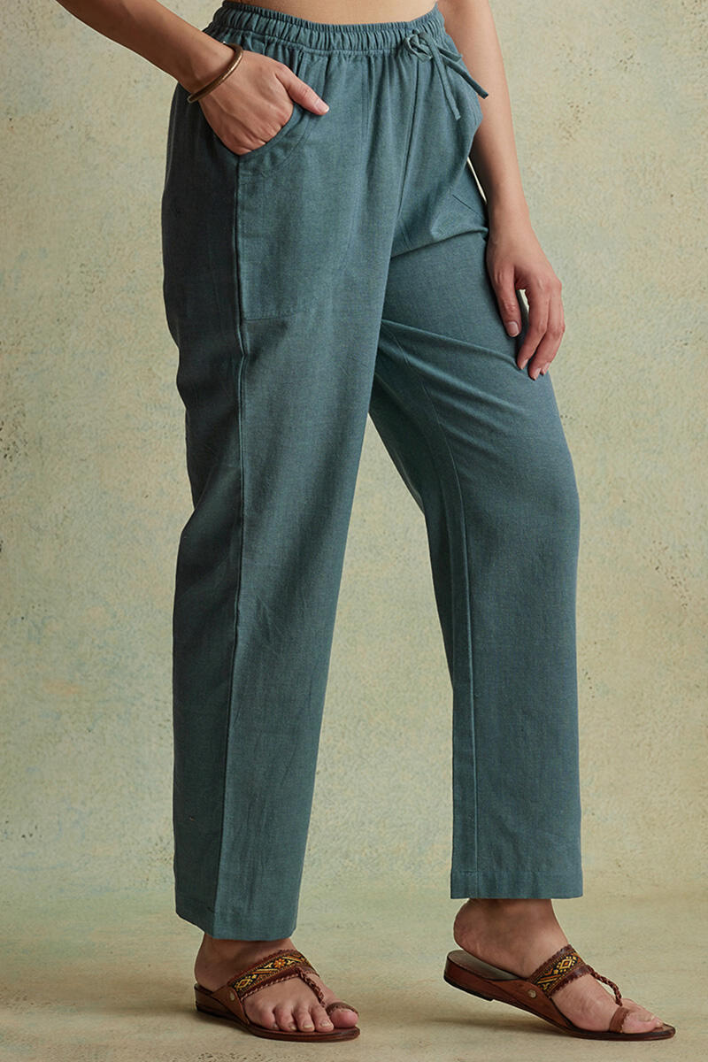 Blue Handloom Cotton Pants
