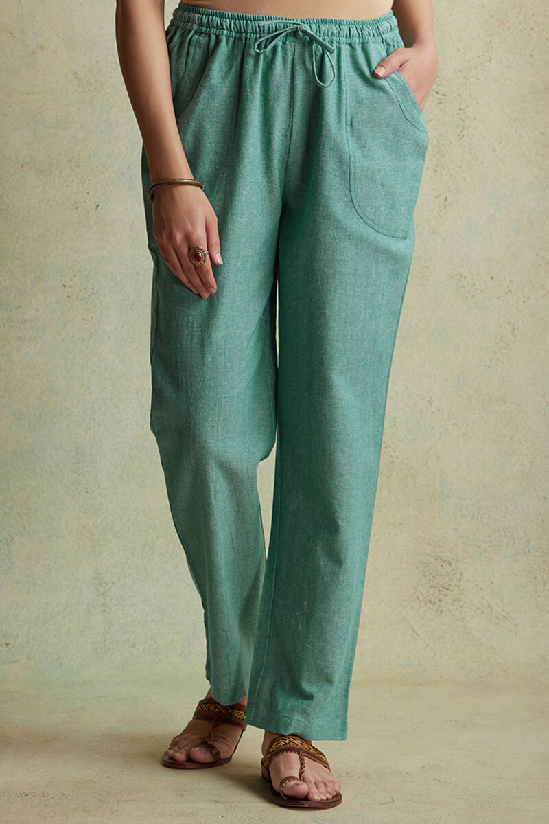 Turquoise Handloom Cotton Pants
